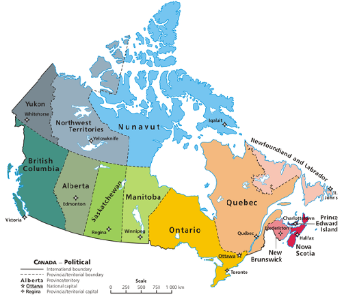 Map of Canadian Provinces